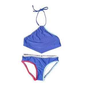 O’rageous Girls Bikini Swimsuit Two Piece Blue with Crochet Edge